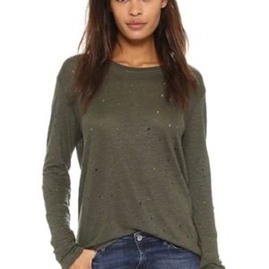 IRO Marvina Distressed Linen Long Sleeve Top, Size M